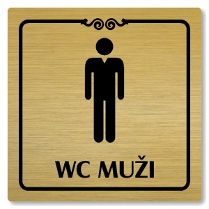 WC muži, 80x80mm, zlatá, Texas